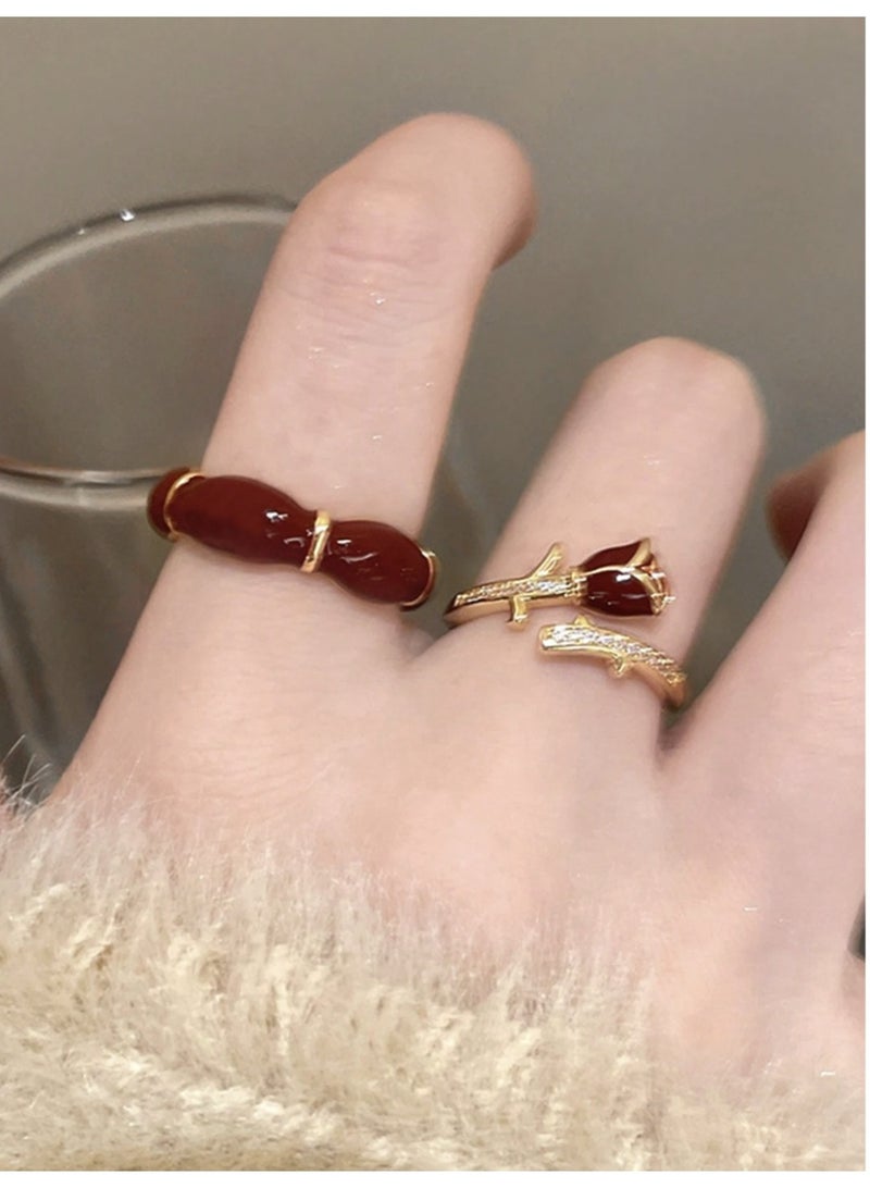 veya 2-PIECE FLORAL OPEN WOMEN’S RING SET - Image 4